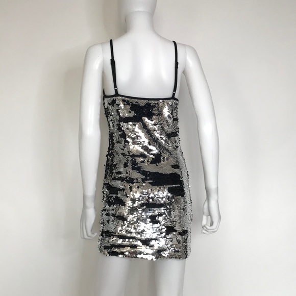 Sequin dress Avec M silver black sequin cocktail dress - Picture 4 of 10